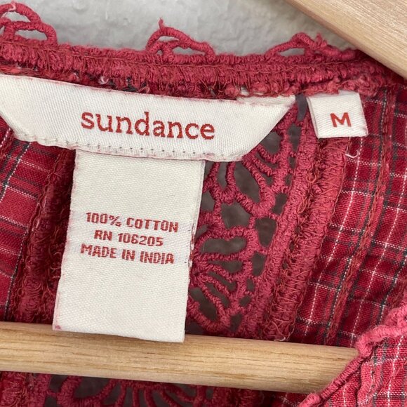 Sundance Womens Medium Cotton Crochet Accent Tunic Top Boho Cottagecore Shirt - Picture 4 of 11